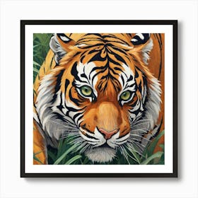 Tiger In The Grass Art Print