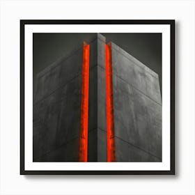 Building With Red Lights Art Print