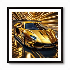 Golden Lamborghini 10 Art Print