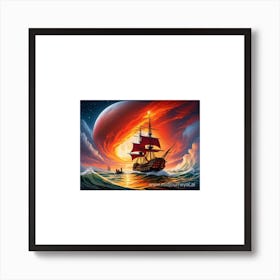 Pirate Ship In The Ocean AI generated 1 Art Print