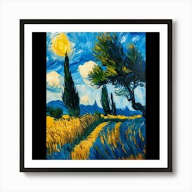 Van Gogh Night Landscape Art Print