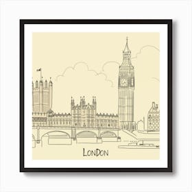 London Map Minimal Line Painting Art Print