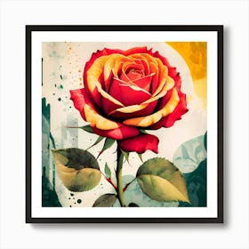 The Beauty Of A Single Rose Painting Art Print