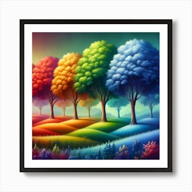 Colorful Trees Art Print