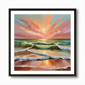 Abstract Oil Painting Capturing The Dynamic Sunset in earthy tones Art Print