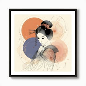 Japan Traditional Geisha Illustration By Ad 120 Art Print