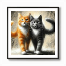 Two Cats Art Print