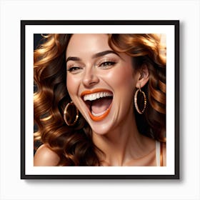 Beautiful Woman Laughing Art Print