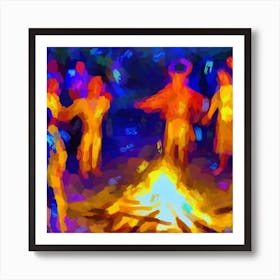 Shaman by the fire Art Print