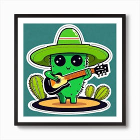 Cactus Playing Guitar 21 Art Print