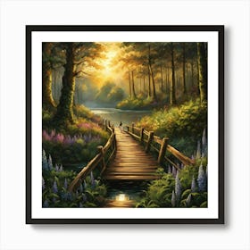 Bridge To The Woods Art Print