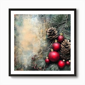 Vintage Holiday Mixed Media 4 Art Print