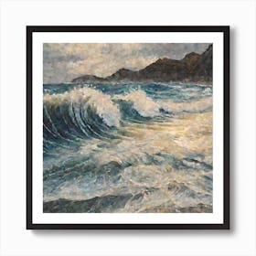 An Artistic Painting Depicting Beach Waves (1) (1) Art Print