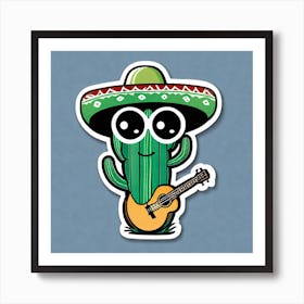 Cactus With Guitar 30 Art Print