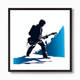 Silhouette Of A Guitar Player 1 Art Print