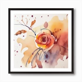 Watercolor Of A Rose Art Print