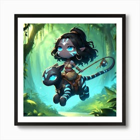 Avatar Girl Riding A Tiger Art Print