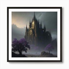 Castle in the mist Art Print