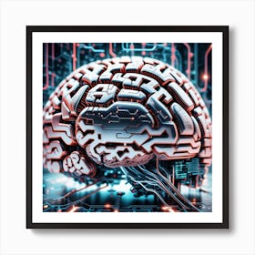 Brain On A Circuit Board 75 Art Print