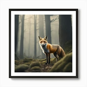 Red Fox In The Forest 20 Art Print