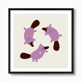 three cute beavers Art Print