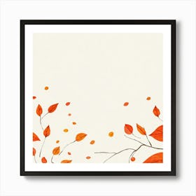 Autumn Artwork Showcasing Minimalist Design Featuring An Inventive Spread Of Leaves And Berries Sca (4) Art Print