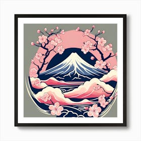 Cherry Blossoms On Mount Fuji Art Print