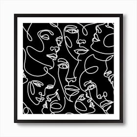 Black and White People Faces Art Print