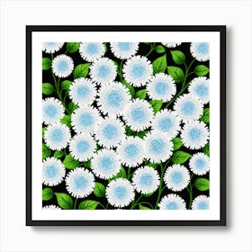 White Flowers On A Black Background 1 Poster