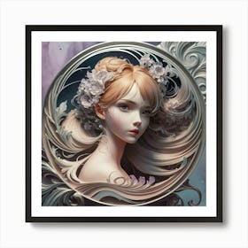 Girl With Long Hair Art Print