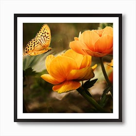 Butterfly On A Flower Art Print