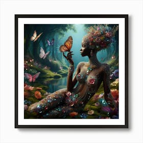 Butterfly Woman 1 Art Print