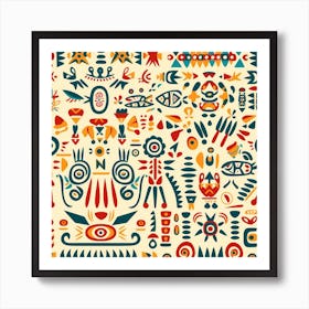 Aztec Seamless Pattern Art Print