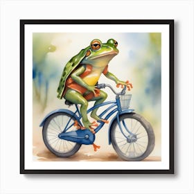 Frog On A Bike Art Print