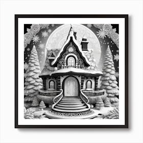 Albedobase Xl Superb Black Santas House Coloring Mandala Of Th 0 Art Print