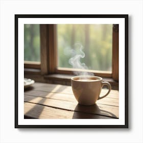 Coffee Cup On A Wooden Table 4 Art Print