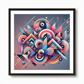 Vibrant Geometric Fusion Wall Print Art A Dynamic Composition Of Bold Geometric Patterns And Vibrant Colors, Perfect For Energizing And Brightening Any Space Art Print Art Print