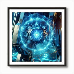 A Close Up Futuristic Sci Fi Depiction Focusing On Energy Shields Art Print