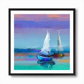 Sailboats In The Water Art Print