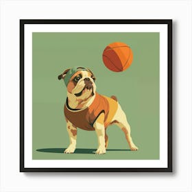 Basketball Bulldog Art Print