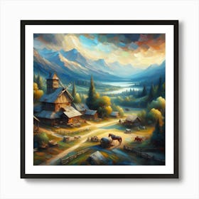 Village In The Mountains 7 Art Print