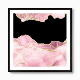 Pink & Gold Glitter Agate Texture 03 Art Print