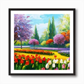 a flower garden in spring 3 Art Print