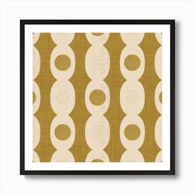 Retro Mod Geo Chain - Mustard Brown - Mid Century Modern Art Print