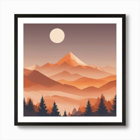 Misty mountains background in orange tone 6 Art Print