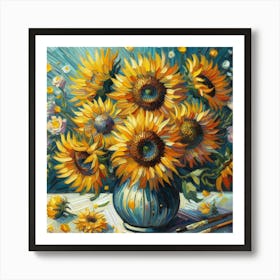 Sunflowers In A Vase 5 Art Print