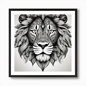 Lion Head Tattoo Art Print