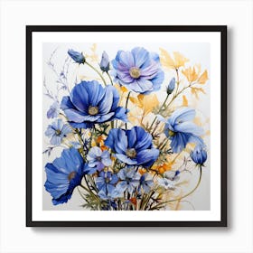 Blue Poppies Art Print