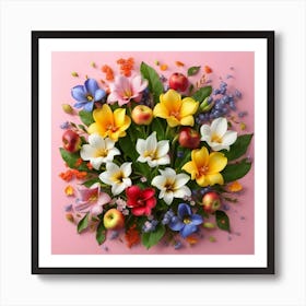 Watercolor paper flowers 5 Art Print