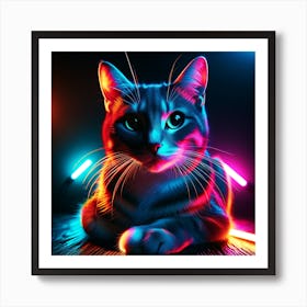 Neon Cat Art Print